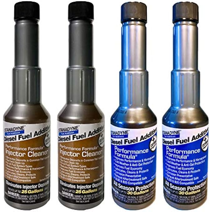 Stanadyne PERFORMANCE FORMULA BUNDLE WITH INJECTOR CLEANER DIESEL FUEL ADDITIVE, 8 OUNCE, 4 PACK - Image 1